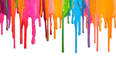 Wall Mural - colorful paint dripping isolated on transparent background