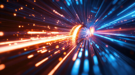 Poster - A bright, abstract image of a tunnel filled with lines of light