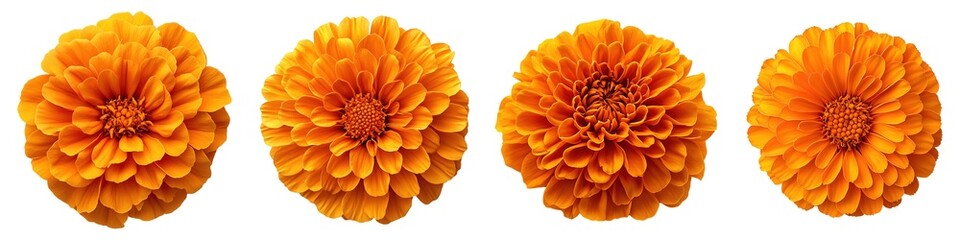 Wall Mural - Radiant Bloom of a Bright Orange Marigold Flower Isolated on Transparent Background