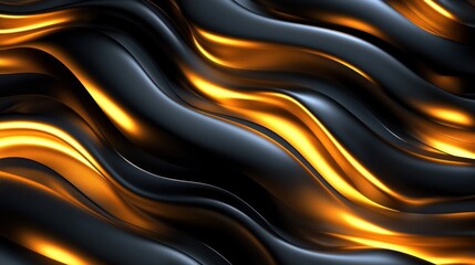 Poster - Abstract Golden and Black Waves