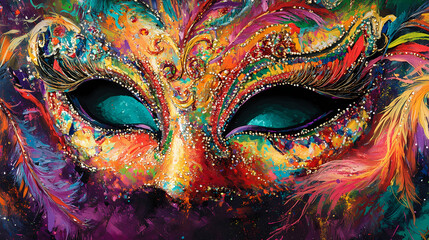 Wall Mural - portrait of a woman in carnival mask