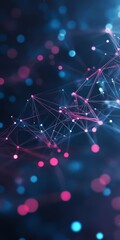Aufkleber - This captivating abstract background presents a mesmerizing digital network infused with vibrant neon colors, making it an excellent choice for technology and datadriven themes and applications
