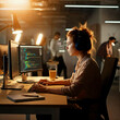 © Richard - Woman Focused on Coding in Modern Office
