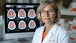 © JO BLA CO - A healthcare expert focuses on a computer displaying detailed brain scans, showcasing advanced imaging technology in a clinical environment