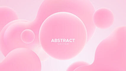 Poster - abstract background with pink metaball shapes. morphing organic blobs. vector 3d illustration. abstr