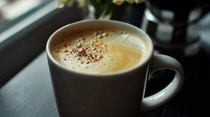 Wall Mural - A cup of coffee with foam and cinnamon