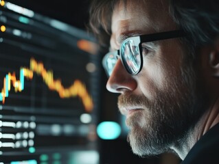 Poster - stock market investor analyst broker analyzing financial trade crypto stockmarket exchange platform 