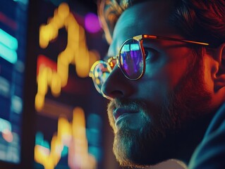 Poster - stock market investor analyst broker analyzing financial trade crypto stockmarket exchange platform 