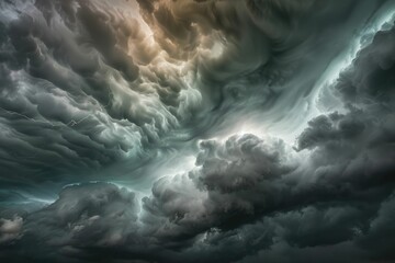 Wall Mural - stormy weather with lightning and dark clouds.