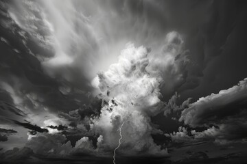 Wall Mural - stormy summer evening with lightning and dark clouds.