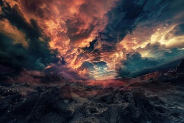 Wall Mural - fantastic sky presages apocalypse dramatic fantastic sky presages apocalypse