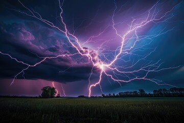 Wall Mural - lightning on a stormy day lightning
