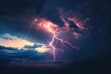 Wall Mural - lightning on a stormy night