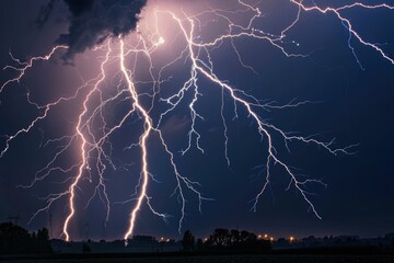 Wall Mural - lightning strikes in the netherlands lightning