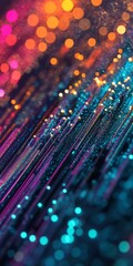 Poster - This captivating digital background features glowing patterns in a vivid neon palette, providing depth and complexity perfect for modern tech designs and inspiring further innovation