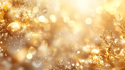 Fototapete - Golden sparkles and soft lights blend together to form a dreamy, enchanting background, perfect for festive occasions and special events