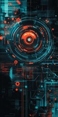 Canvas Print - This stunning abstract digital background showcases futuristic elements with glowing neon effects, capturing a captivating cyberspace theme with vibrant, dynamic colors that draw the eye in