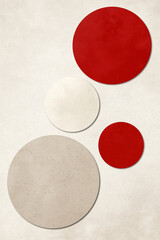 Poster - Abstract composition of colored circles on a textured background in warm tones