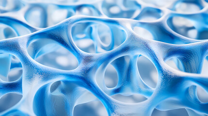 Wall Mural - Abstract 3d rendering of a blue organic cell structure with interconnected circular shapes, highlighting intricate patterns and textures. Organic. Illustration