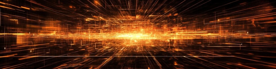 Poster - This abstract depiction showcases a complex digital network with glowing particles and a striking cybernetic aesthetic, perfect for modern tech themes in todays fastevolving digital landscape