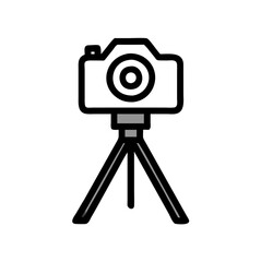 Poster - A vector icon featuring a camera mounted on a tripod, ideal for photography enthusiasts seeking a clean and modern design for creative projects related to capturing moments