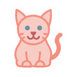 © Olga - A cute vector icon of a sitting cat with a light pink body and blue eyes, featuring minimalistic design elements suitable for digital applications and pet-themed projects