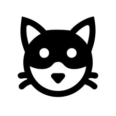 Poster - A playful vector icon depicting a mischievous cat character wearing a mask, showcasing its charming face and expressive features, suitable for use in design projects and playful branding
