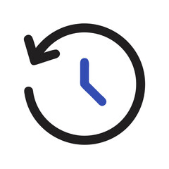 Poster - A modern vector icon illustrating a clock surrounded by a circular arrow, symbolizing time management and the importance of punctuality in daily tasks