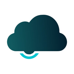 Poster - Simple vector icon representing a cloud with a curved line beneath it, symbolizing weather, environment, and technology in a modern design