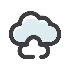 A simple vector icon depicting a stylized cloud design showcasing its puffy texture with contrasting colors, suitable for various digital projects and graphic designs