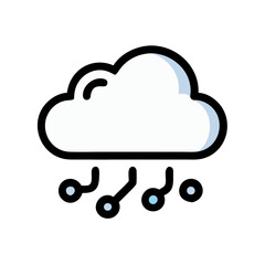 Poster - A vector icon illustrating a cloud with raindrops designed in a minimalistic style, capturing the essence of rainy weather, suitable for digital use in weather apps or graphic designs