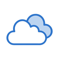 Poster - Vector icon depicting stylized clouds in a clear blue outline representing a serene and peaceful sky