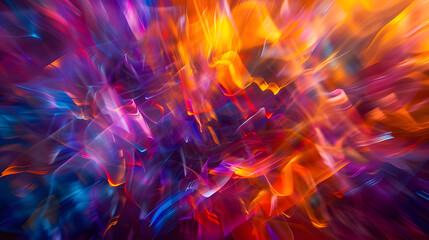 Wall Mural - A colorful, abstract painting with a lot of different colors and shapes.