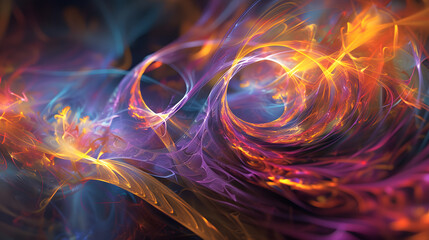 Wall Mural - A colorful, abstract image with a blue and red swirl