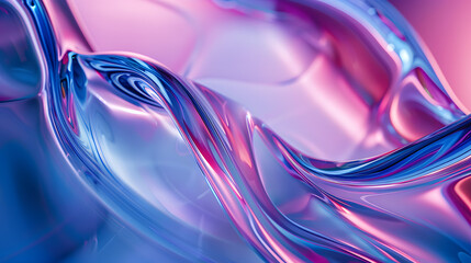 Wall Mural - A blue and purple wave with a shiny, metallic texture. 