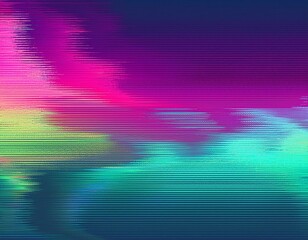 Wall Mural - glitch texture background with neon colors and grainy noise effects abstract digital template design for banners posters or covers