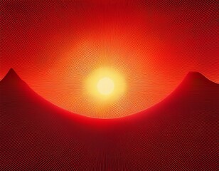 Wall Mural - a red background with a bright red sun in the center