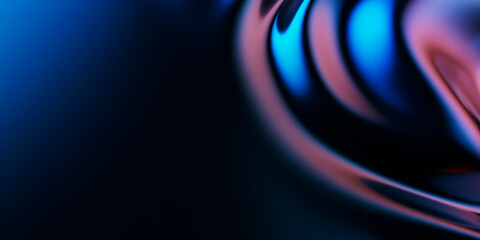Aufkleber - Abstract metallic soft waves, shiny iridescent liquid shapes. 3d render illustration