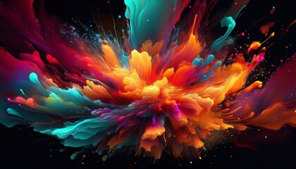 Wall Mural - abstract colorful explosion on black background