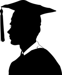 Silhouette of Graduate in Cap and Gown