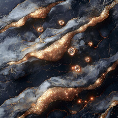 Leinwandbilder - Marble surface with gold flecks and sparkling elements, creating an atmosphere of luxury and radiance with bright metallic and jewel accents
