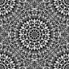 Poster - Oriental seamless mandala pattern design - geometrical monochrome abstract mosaic bohemian vector background