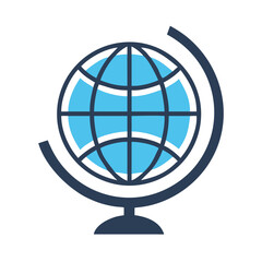 Poster - Vector icon of a globe representing global communication, geography, and navigation in a minimalistic style, suitable for educational purposes or digital design projects