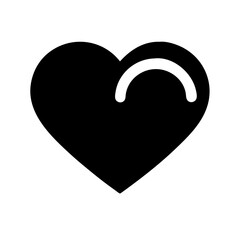 Poster - A simple black heart icon with a white curved line, conveying love and affection, perfect for digital designs and romantic themes