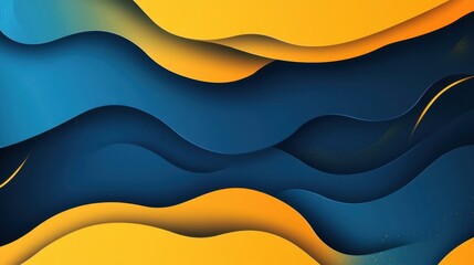 Poster - Vibrant abstract design with contrasting blue and yellow waves, creating a dynamic and visually appealing composition