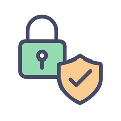 Poster - A vector icon featuring a lock and shield symbolizing security and protection in digital environments for enhancing online safety and privacy measures