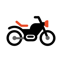 Poster - Stylized vector motorcycle icon design featuring a minimalistic black and orange color scheme, perfect for digital applications and user interface design needs