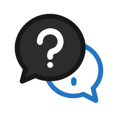 Poster - A vector icon showcasing a question bubble in contrasting colors, used to symbolize inquiry or support in digital communication contexts