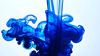 Poster - blue ink swirling in water creating abstract patterns generative ai