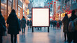 © suriya - Blank mockup sign in public shopping mall with chinese new year decorations, People look at a blank mock-up sign